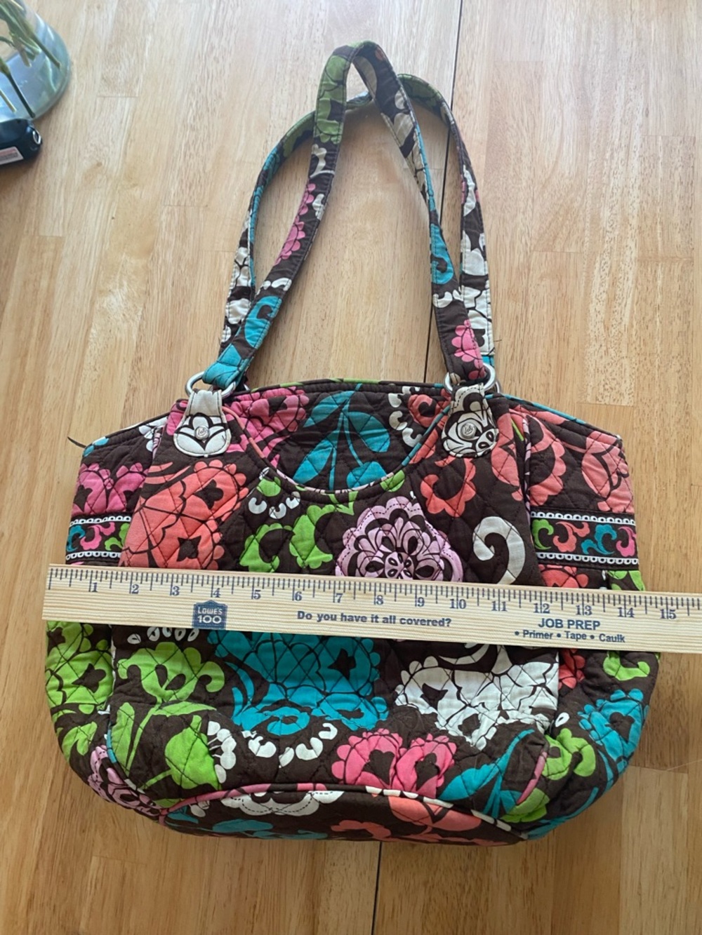 Vera Bradley Lola Quilted Floral Large Shoulder Purse in Brown and Pink - Picture 2 of 16